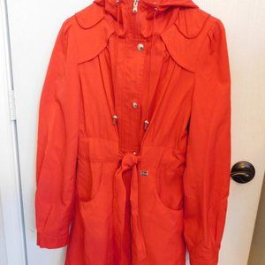 Guess Red Rain Spring Coat jacket hooded NWOT